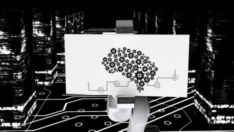 Roboterarm-Zeigt-Diagramm-Auf-Weißem-Und-Schwarzem-Hintergrund