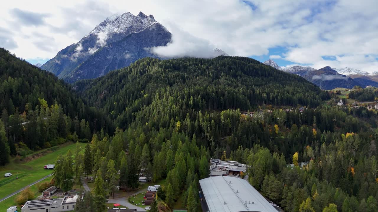 Stunning Aerial View of an Alpine Resort in Autumn