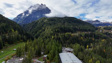 stunning aerial view of an alpine resort in autumn