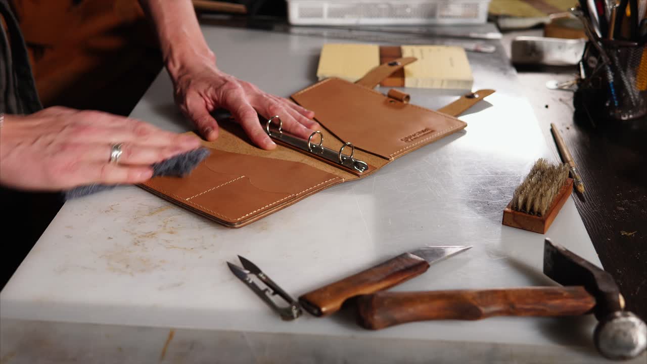 Polishing a Leather Binder