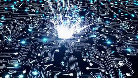 abstract circuit board with computer chip
