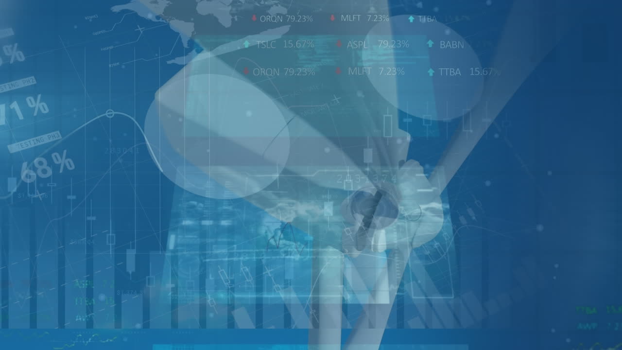 풍력 터빈에 대한 금융 데이터와 그래프의 애니메이션