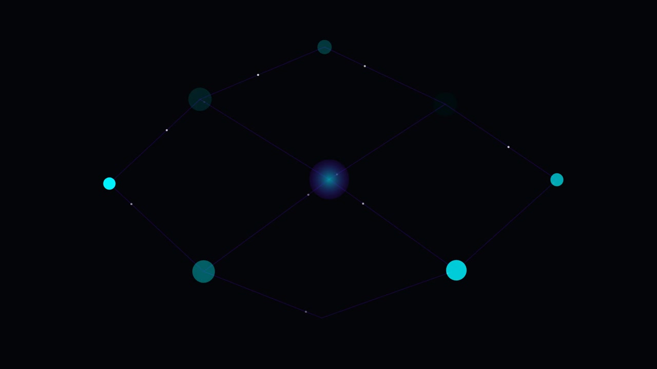 Abstract Digital Network Nodes Pulsing in Geometric Pattern