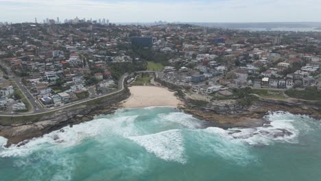 panoramic of beachside city at tamarama beach in eastern suburbs, sydney, new south wales, australia