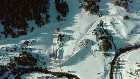 pas de la casa ski resort in pyrenees mountains, winter aerial view