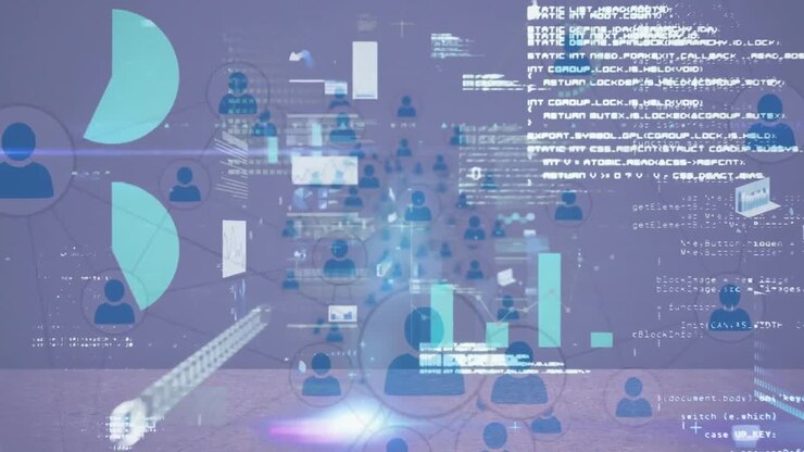 Animation of statistics and data processing over network of connections