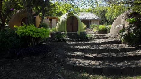 charming eco-friendly dome houses in a lush tropical garden