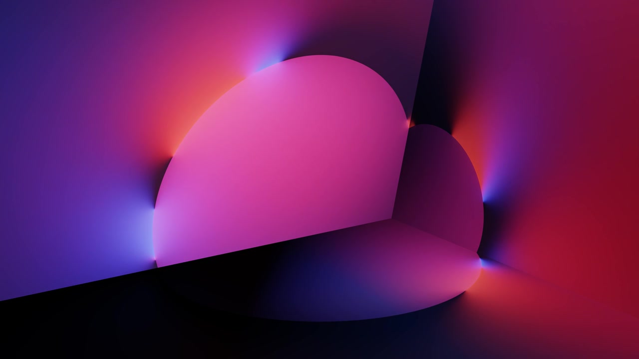 Abstract 3D Animation of Glowing Neon Geometric Shapes