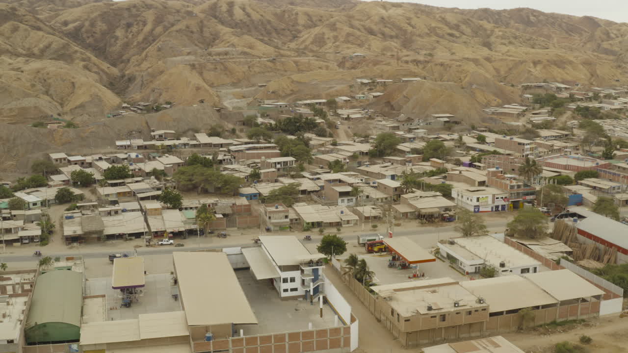 Aerial view of the city of Mancora, Peru, drone