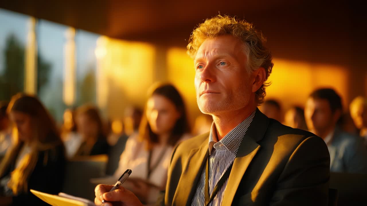 Man Attending a Conference