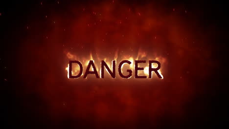 danger in flames on orange background