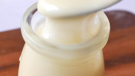 creamy pudding or custard in glass jar