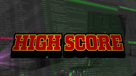 animation of high score text and data processing over office