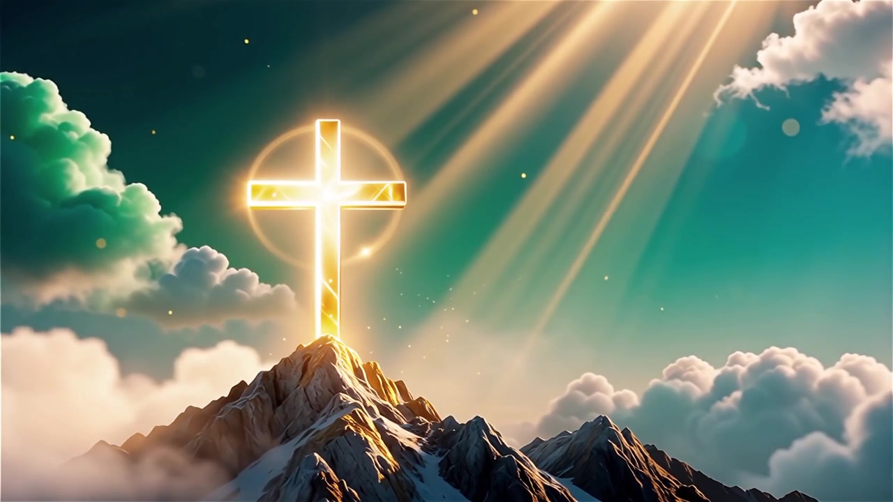 Christian Cross Heavenly Light Worship Background