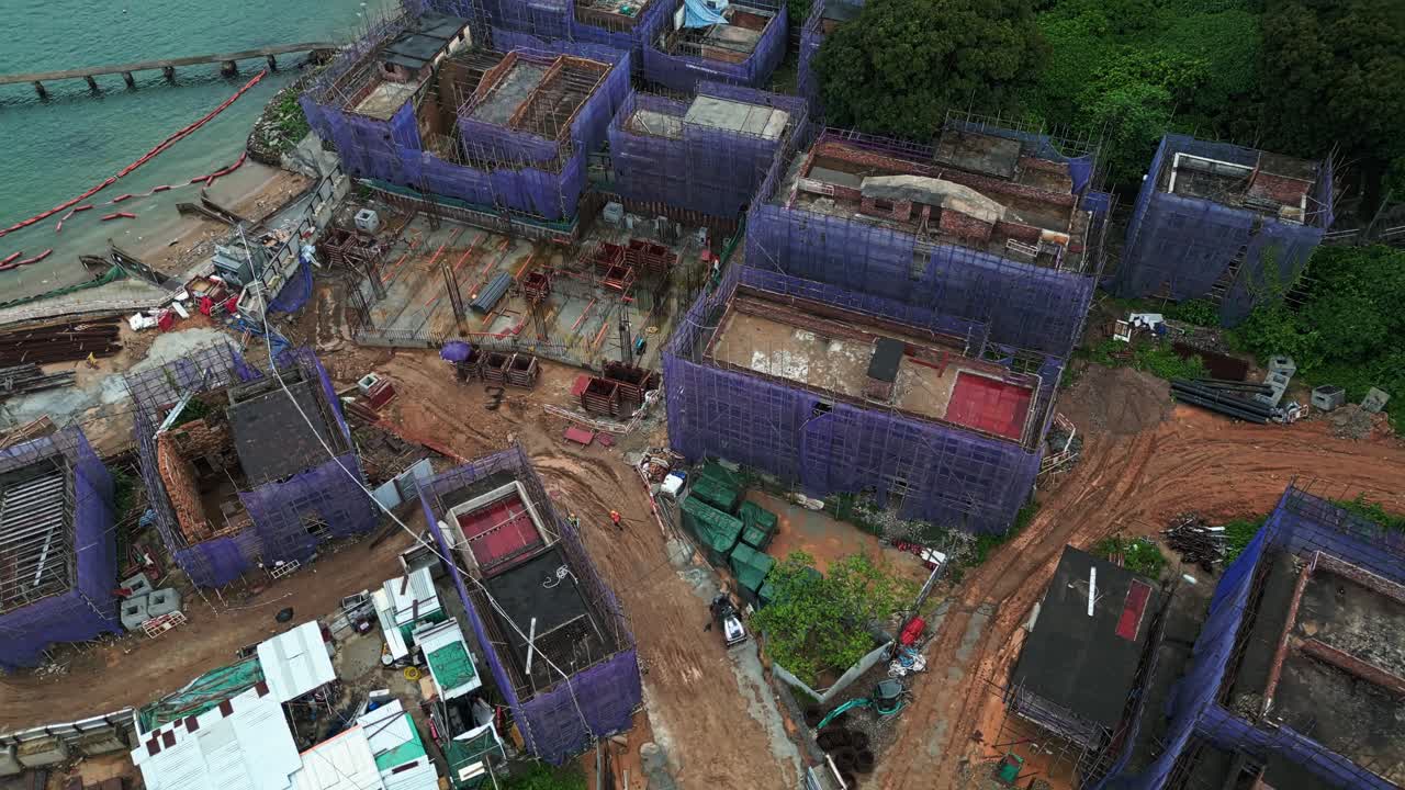 Udara di atas konstruksi baru di pulau Ma Wan, Hong Kong, Tiongkok