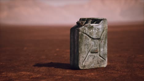 old rusty fuel canister in the desert