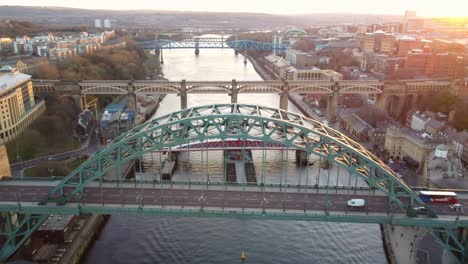 bridges over the river tyne, newcastle. dolly shot