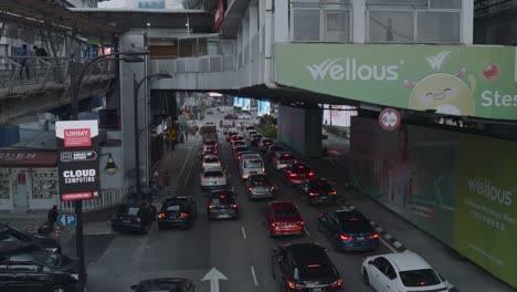 busy city street scene in kuala lumpur, malaysia