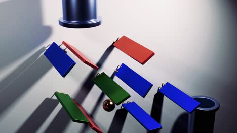 representación abstracta en 3d de formas geométricas con una bola de oro