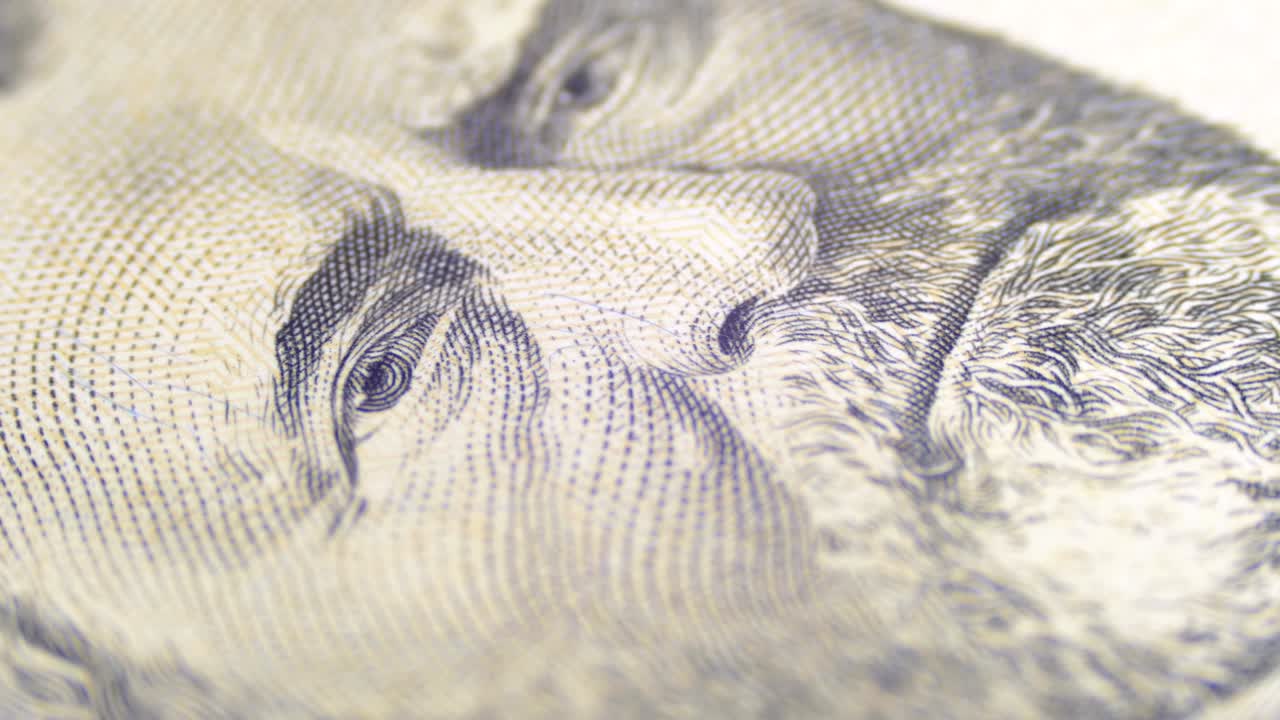 대통령의 느리게 회전하는 초상화 50 달러 지폐의 보조금 매크로