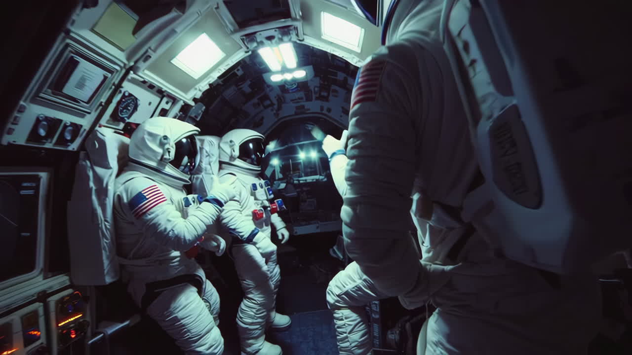 Astronauts in Spacecraft Interior