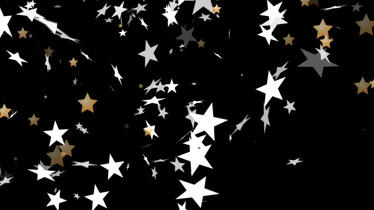 Animation of stars on black background at christmas