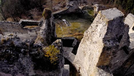 drone view video from above of the inner courtyards of an old medieval castle