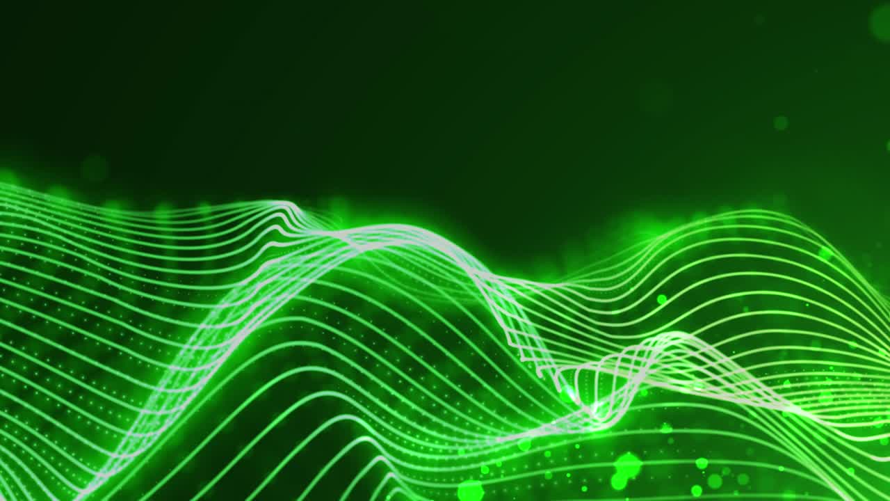 Flying Green Particles with Wavy Background