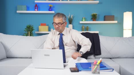 home office worker man thinking about private life problems.