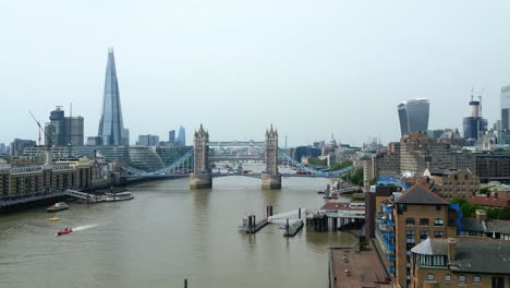 combined bascule and suspension tower bridge over river thames in london, united kingdom
