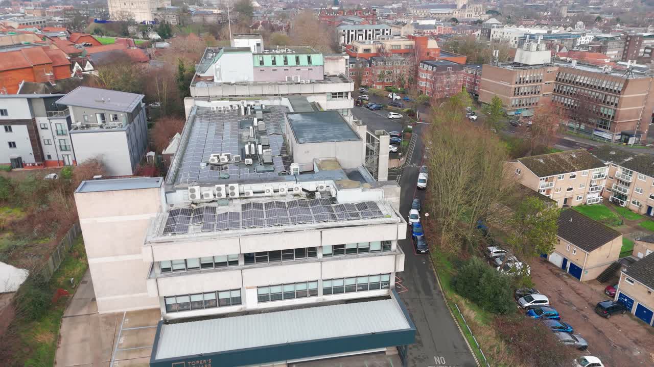 Norwich norfolk buildings, streets, churches, shops, and greenery, aerial view