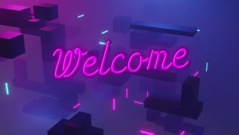 Animation-of-welcome-text-over-purple-background