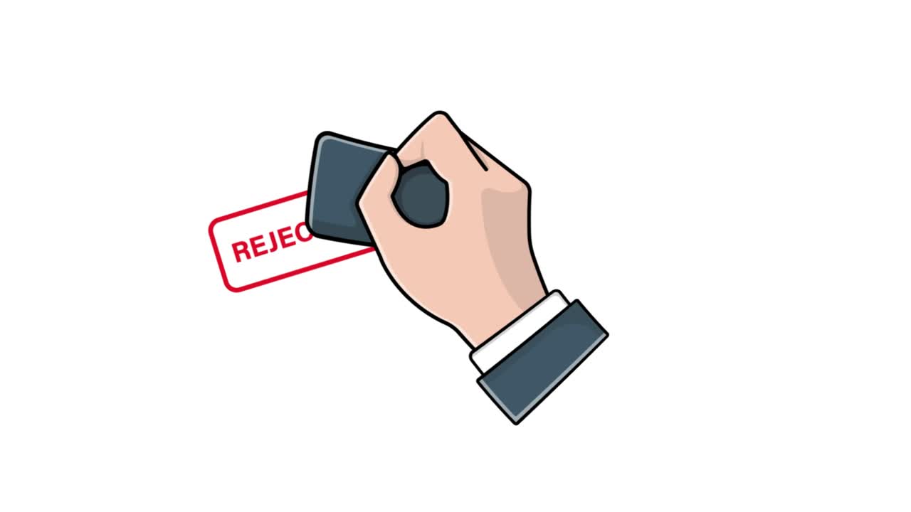 Animated Hand Stamping 'Rejected' in Red Ink