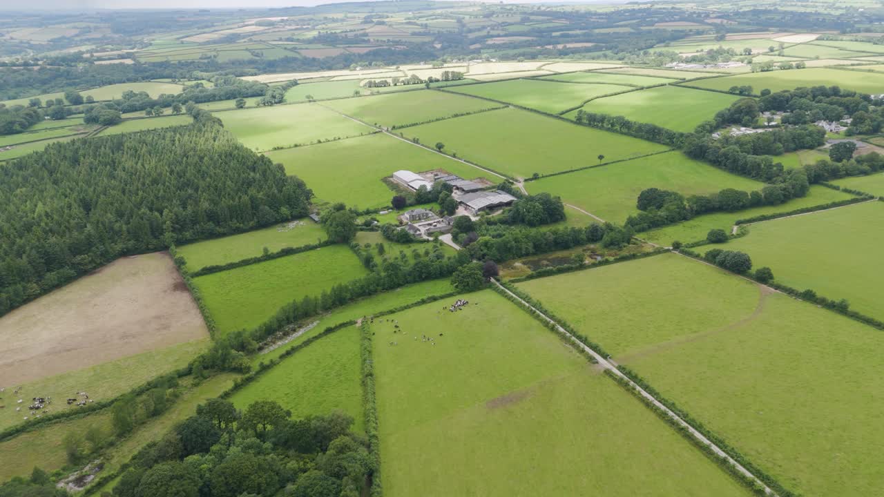 Aerial View of Farmland and Green Fields