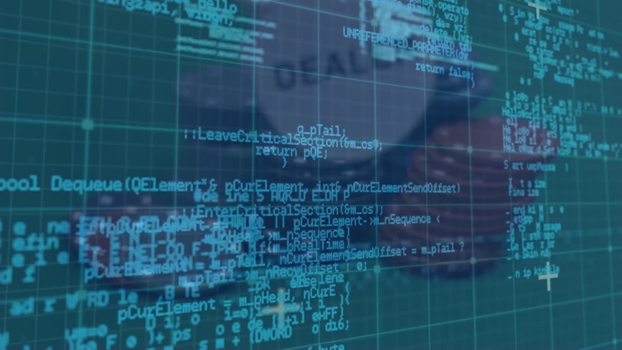 animazione dell'elaborazione dei dati e della griglia su chip di casinò