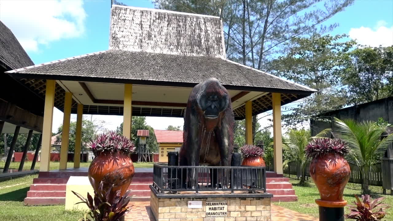 Orangutan statue at pavilion in Borneo.