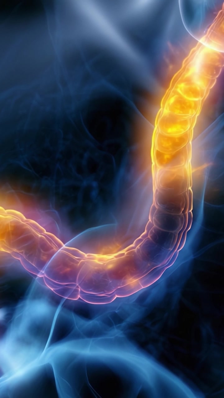 A Stunning Visualization of the Intestinal Tract Highlighting the Complex Structure and Functionality of the Human Digestive System in Vibrant Colors