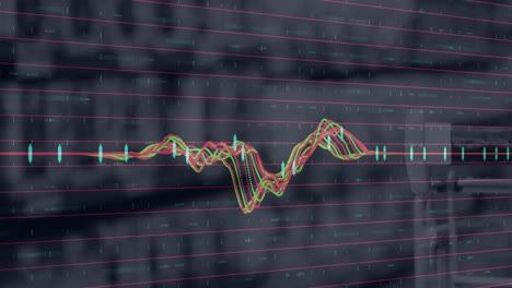 animación del procesamiento de datos financieros sobre el interior de la tienda