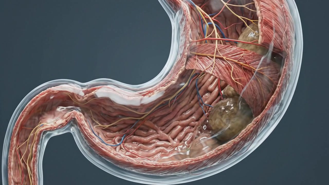 Detailed 3D Medical Render of Human Stomach Structure