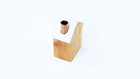 video de casa de madera sobre fondo blanco