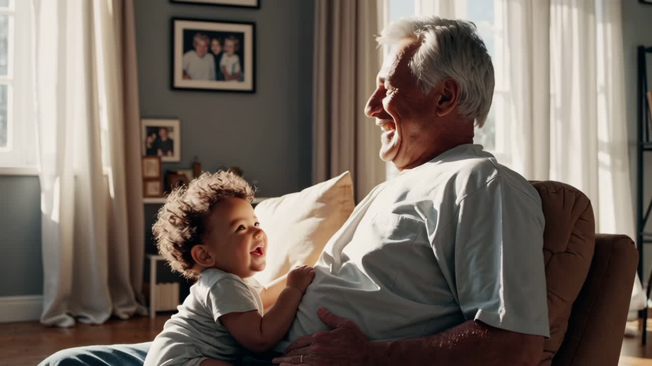 Momenti gioiosi di legame tra nonno e nipote