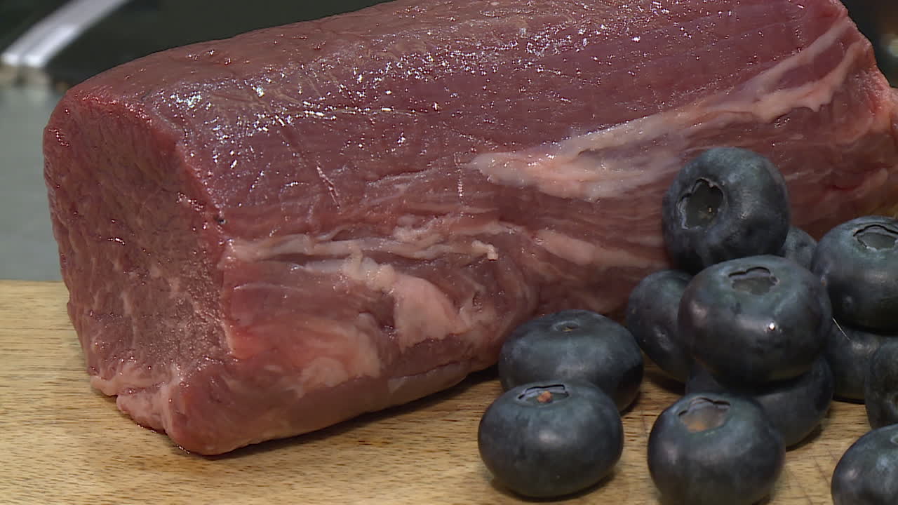 Raw Steak with Blueberries