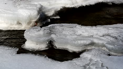 ice banks of stream during winter