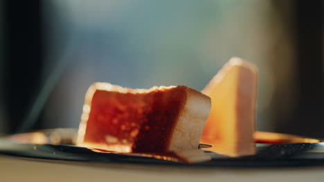 two hot pieces of bread pop out of the toaster. a cheerful start to the day with hot toasts. slow motion video