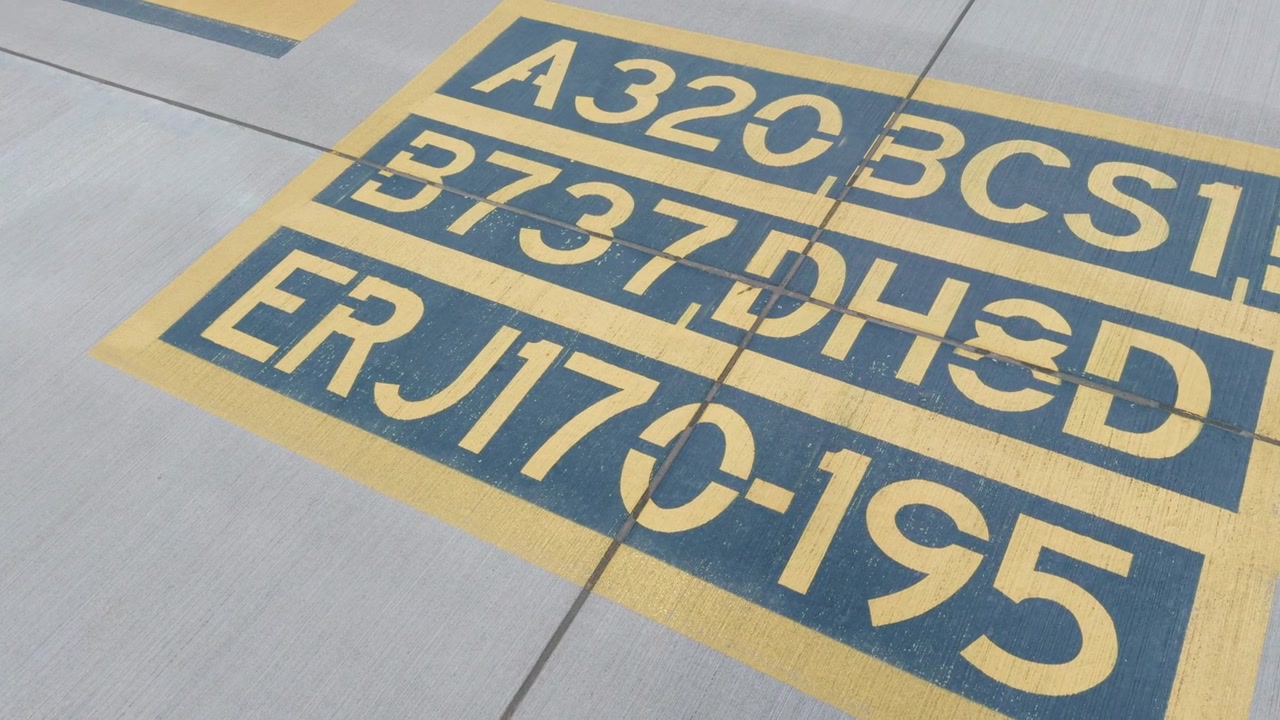 Black and Yellow Aircraft Stop Markings on Airport Tarmac PAN