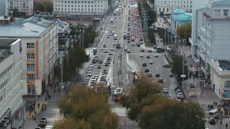 busy city street in autumn