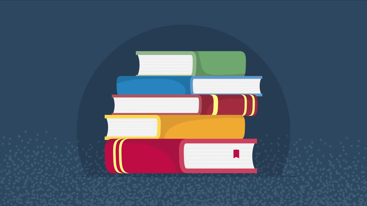 pile text books library animation