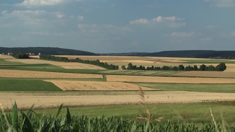 Hermoso-Panorama-Disparó-Sobre-Campos-En-Baviera-Cerca-De-Mendorf-En-Verano,-Alemania-1