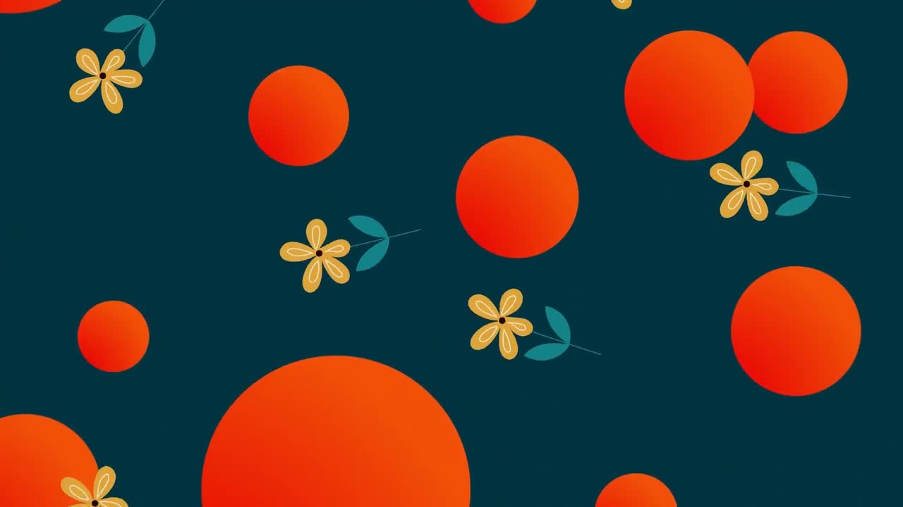Animation of flowers over red black on black background