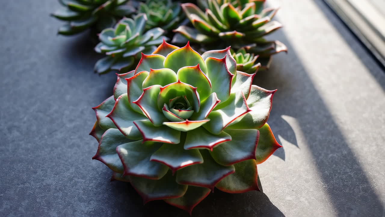 Close-up view of echeveria succulents